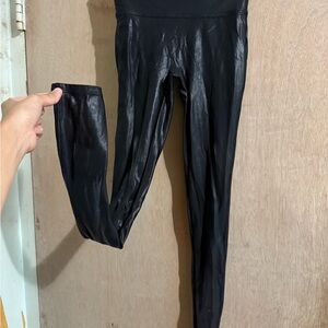 SPANX Faux Leather Moto Leggings XS | High Rise Black | Sculpting Shaping